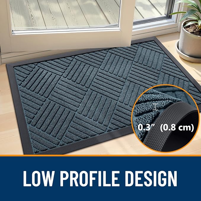 OLANLY Front Door Mat Outside Entrance 47x32, Heavy Duty Sturdy Natural Rubber