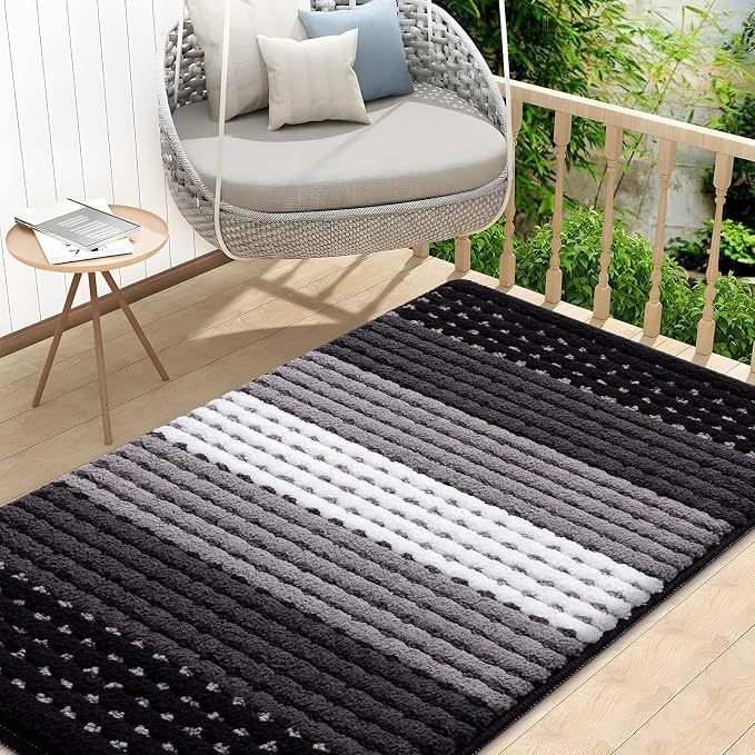 Kitinjoy Indoor Outdoor Door Mat, 48x32 Non-Slip Absorbent Dirt Trapper