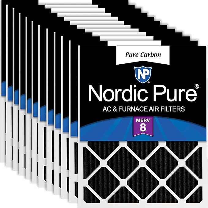 Nordic Pure 16x20x1 Pure Carbon Pleated Odor Reduction Furnace Air Filters 12