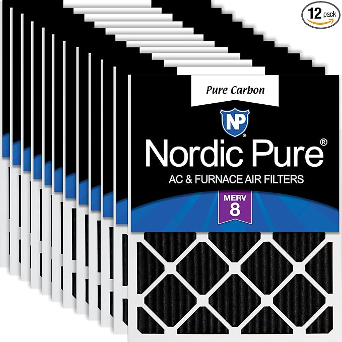 Nordic Pure 18x24x1 Pure Carbon Pleated Odor Reduction Furnace Air Filters 12