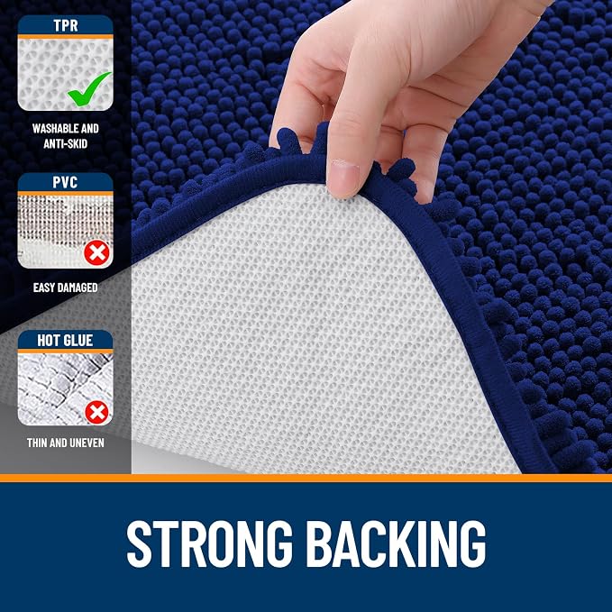 OLANLY Toilet Rugs U-Shaped 24x24, Extra Soft Absorbent Chenille Contour