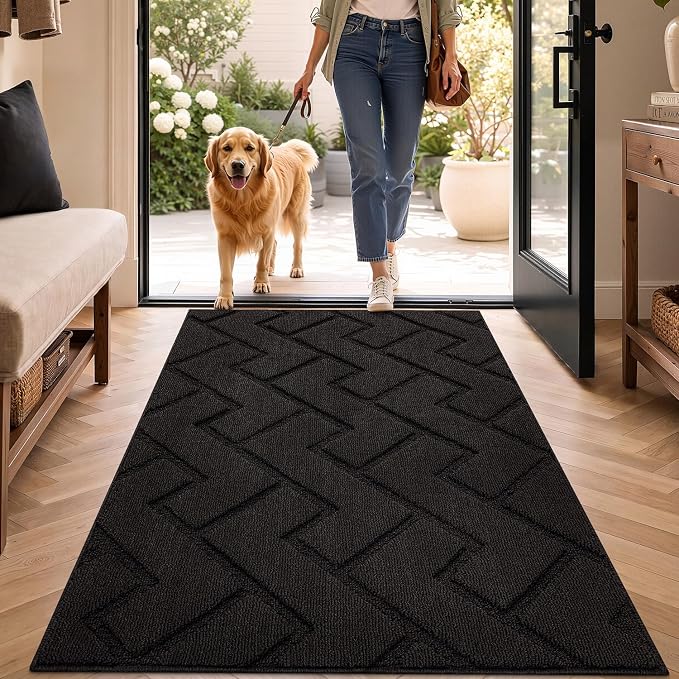 hicorfe Indoor Door Mat, Non Slip Door Mats, Absorbent Resist Dirt Entrance