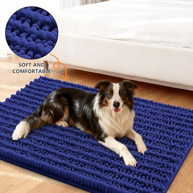 Smiry Dog Door Mat for Muddy Paws 47x32, Absorbent Dirt Trapper, Non-Slip