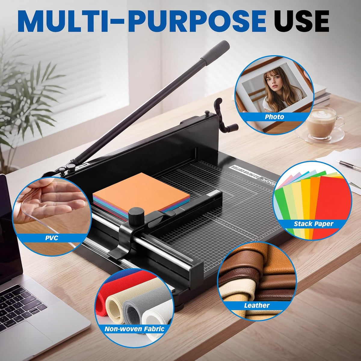 17" Heavy Duty Guillotine Paper Cutter A3 Industrial Stack Trimmer (Black)