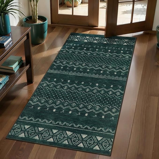 SERISSA 2x4 Rugs for Entryway, Washable Non-Slip Kitchen Runner Rug Small Dark
