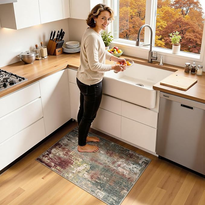 RELEANY Washable Area Rugs 2'x3' Non-Slip Modern Abstract Soft