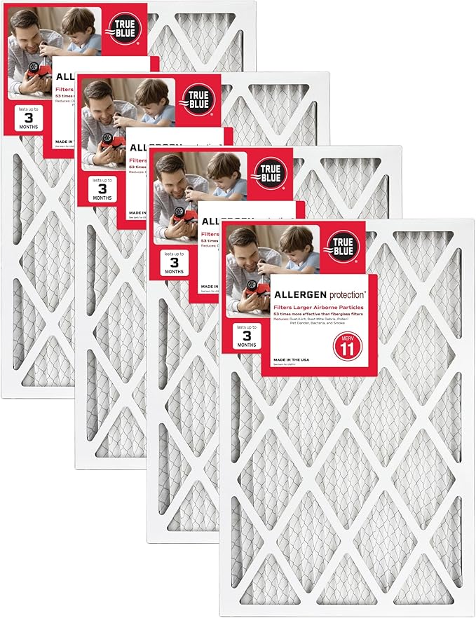 True Blue 20x25x1 MERV 11 Allergen Air Filter | Electrostatic Pleated HVAC