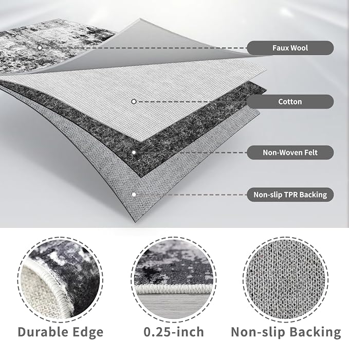 3x12 Washable Runner Rugs for Hallway: Long Abstract Runners for Entryway