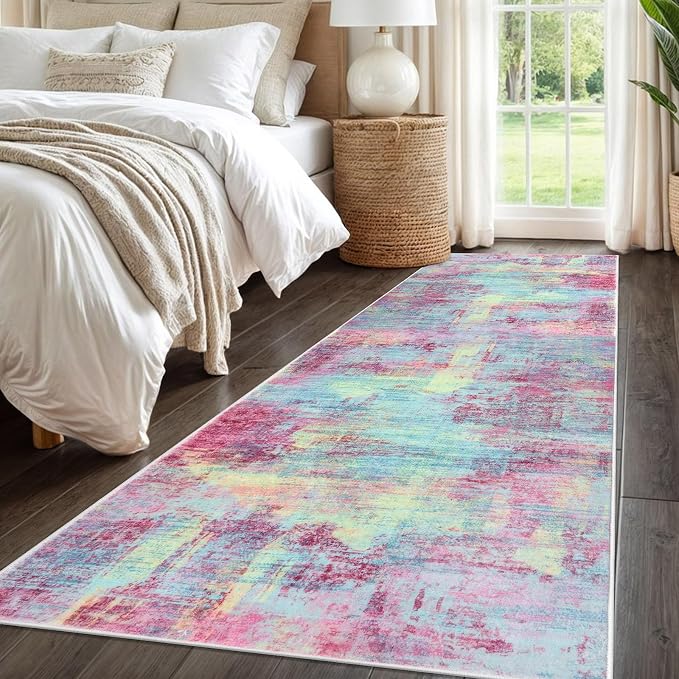 IOHOUZE Abstract Runner Rug 3x8 Ft Washable Runners