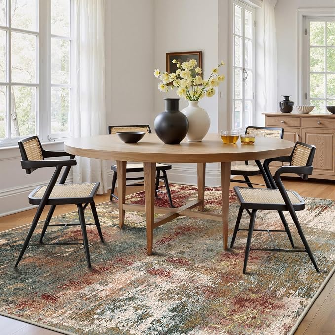 RELEANY Washable Area Rugs 7'x9' Non-Slip Modern Abstract Soft