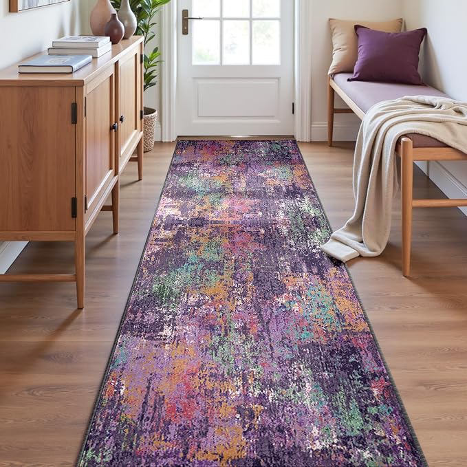 RELEANY Washable Area Rugs 2'x6' Non-Slip Modern Abstract Soft