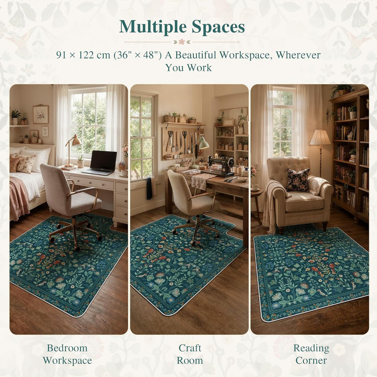 iCasso Office Chair Mat for Hardwood Floor, 36"X 48" Convex Green