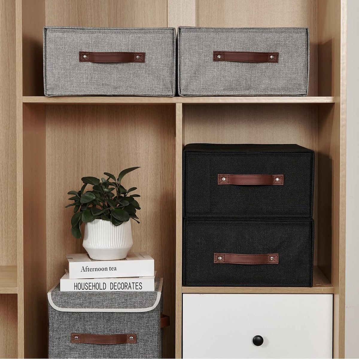 2PCS Closet Drawer Organizer Fabric Storage Boxes Bins Baskets