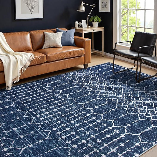 Lahome Moroccan Living Room Rug 9x12 Non-Slip Washable Ultra-Thin Soft Large