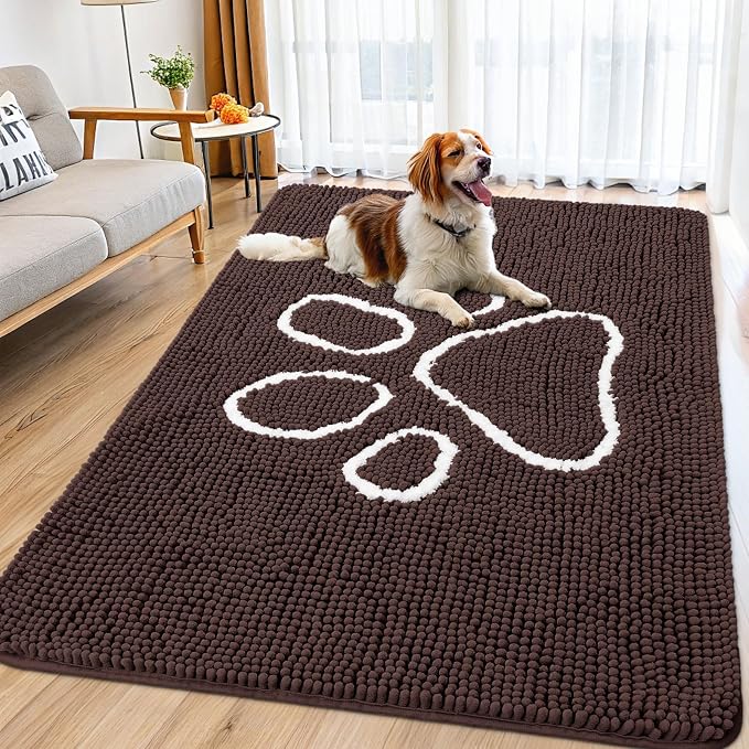 Smiry Dog Door Mat for Muddy Paws, Absorbent Dirt Trapper Non Slip Quick Dry