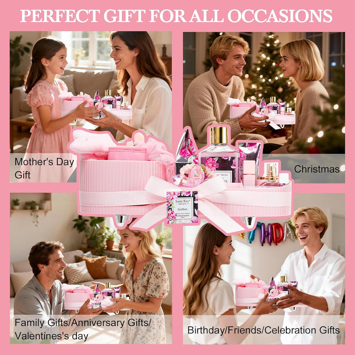 27 Pcs Spa Day Gifts Basket for Women, Camellia Magnolia Bath and Body Gift