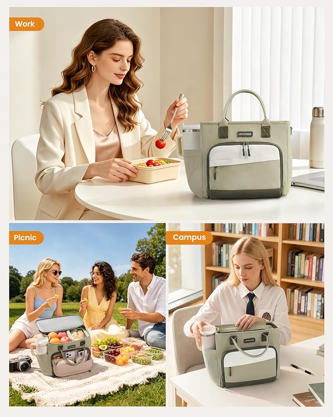 LOVEVOOK Lunch Box for Women, Adult Lunch Bag for Work