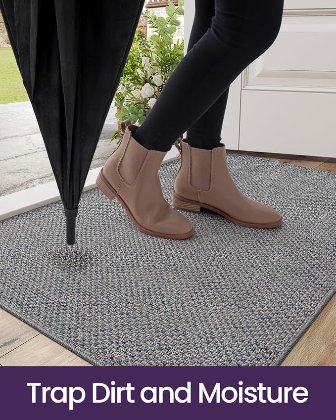 DEXI Ultra Thin Door Mat Indoor Entrance 24x36, Non Slip Rubber Backed Entryway