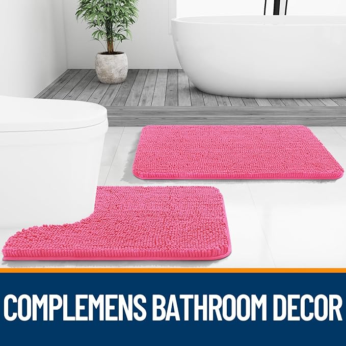 OLANLY Bathroom Runner Rugs 70x24, Soft Absorbent Chenille Bath Rugs, Rubber