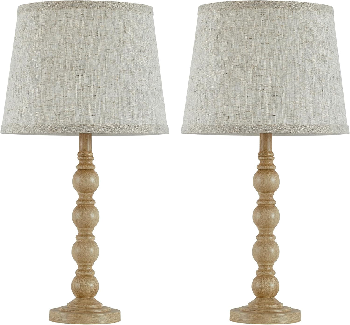 21" Farmhouse Table Lamps Set of 2, Vintage Bedside Lamps for Bedroom