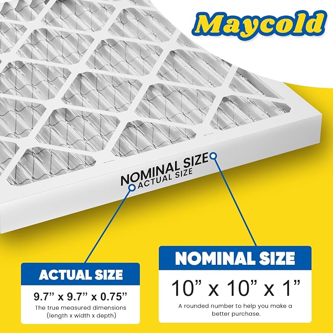 Maycold MERV 8 10x10x1 Furnace Air Filters, Pleated HVAC AC Filters – Actual