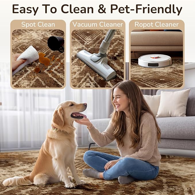 BESTSWEETIE Area Rug 8x10 Rug Machine Washable Non-Slip Low Pile Print Pattern