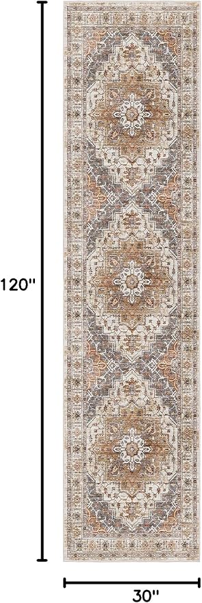 Madane Hallway Runner Rug 2'6''x10' Kitchen Runner, Non Slip Vintage Runners