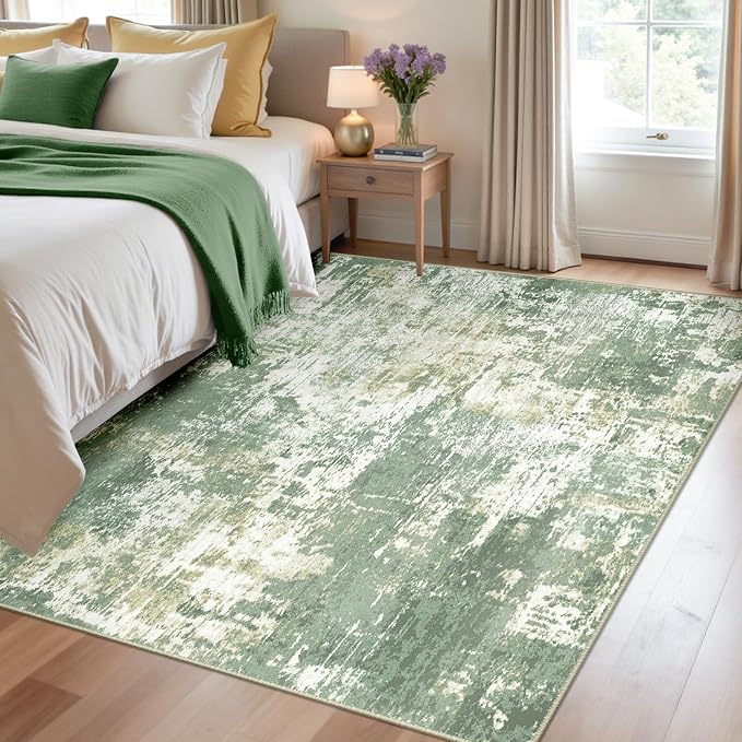 RELEANY Washable Area Rugs 4'x6' Non-Slip Modern Abstract Soft