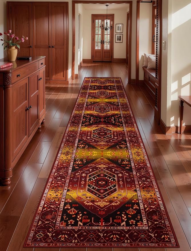 SERISSA Runner Rug for Hallways, Extra Long Boho Rug Ultra Soft Vintage Rustic