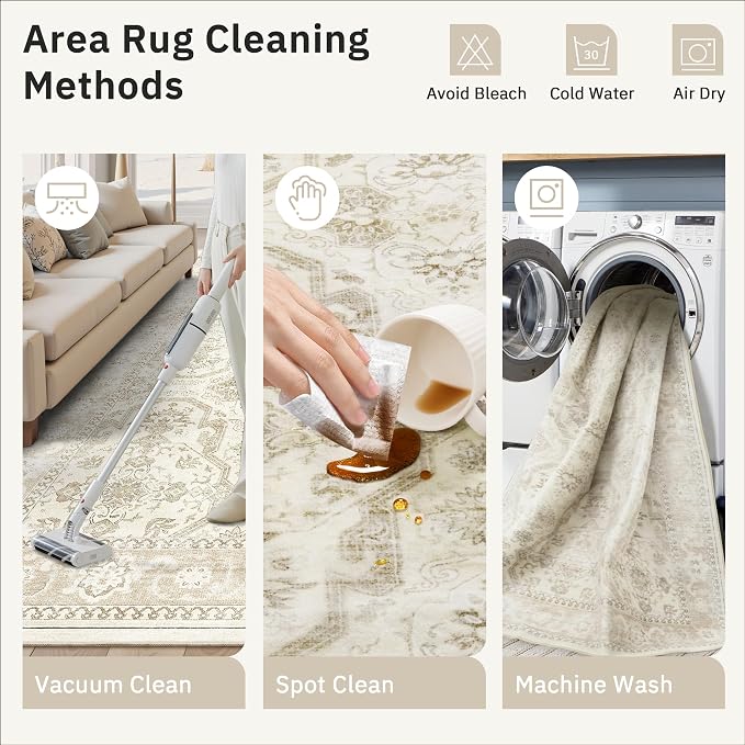 Soalmost Area Rug 10x12 Vintage Washable Living Room Large Carpet Non Slip