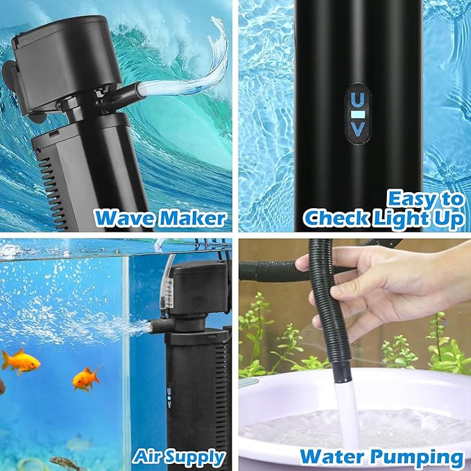 Aquarium Filter U-V w/Scientific 3, 24H Timer 200GPH