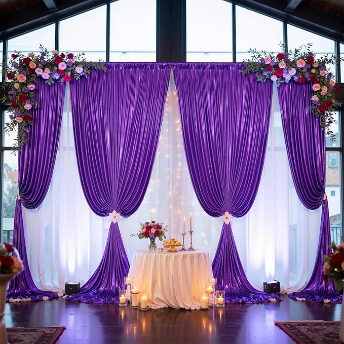 10ftx10ft Shimmer Purple Sequin Backdrop Curtain for Parties, Thick Wrinkle Free Glitter Backdrop Drapes Photo Back Drop Curtains for Birthday Wedding Halloween Photography Background-2 Panels 5x10ft