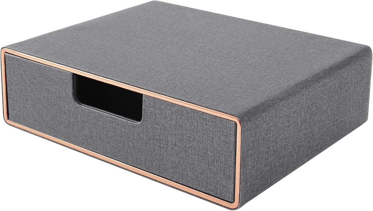 Desk Organizer with Drawer,Stackable Storage 1 Drawer Organizer,PU Leather Handmade Desktop Storage Drawers for A4 Paper/Magazine/Book/Filing/Jewelry/Makeup Home Decor Accessories,Grey