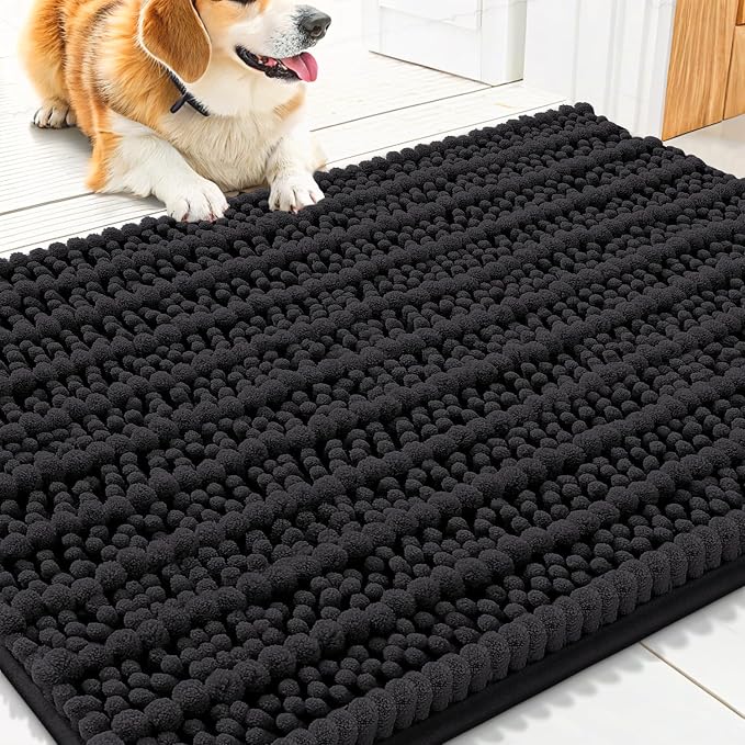 Smiry Dog Door Mat for Muddy Paws 30x20, Absorbent Dirt Trapper, Non-Slip