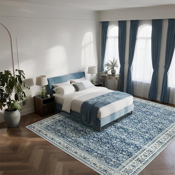 Washable Rugs 8x10 Area Rugs for Living Room, Dining Room- Soft Low Pile Stain