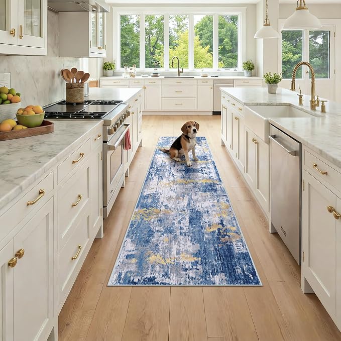 RELEANY Washable Area Rugs 2x7 Non-Slip Modern Abstract Soft