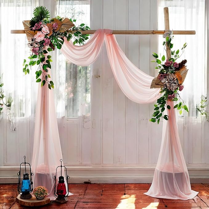 MDS Halloween Chiffon Draping Fabric - 2 Panel, 30" Wide x 40ft Long - Sheer Spooky Arbor & Canopy Drapery for Haunted House Backdrops, Party Ceilings, DIY Costumes & Themed Events - Dusty Rose (Pack of 2)