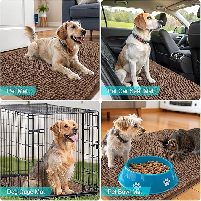 OLANLY Dog Door Mat for Muddy Paws 47x20, Absorbs Moisture and Dirt, Absorbent
