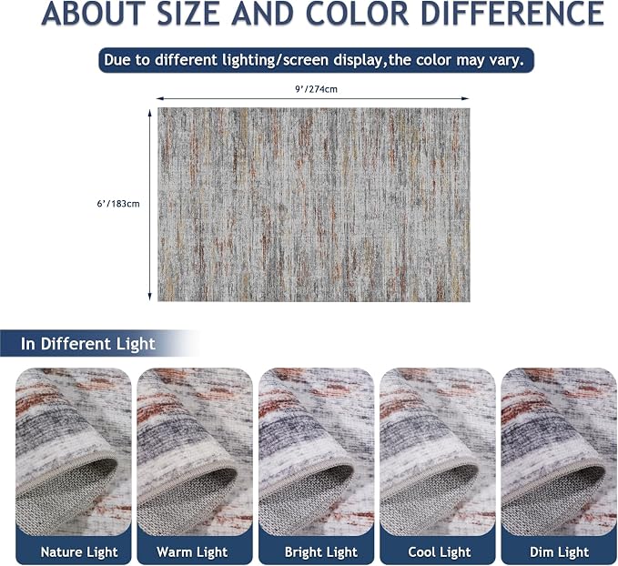 6x9 Area Rugs for Living Room, Non-Slip Modern Abstract Soft Large Washable Rug