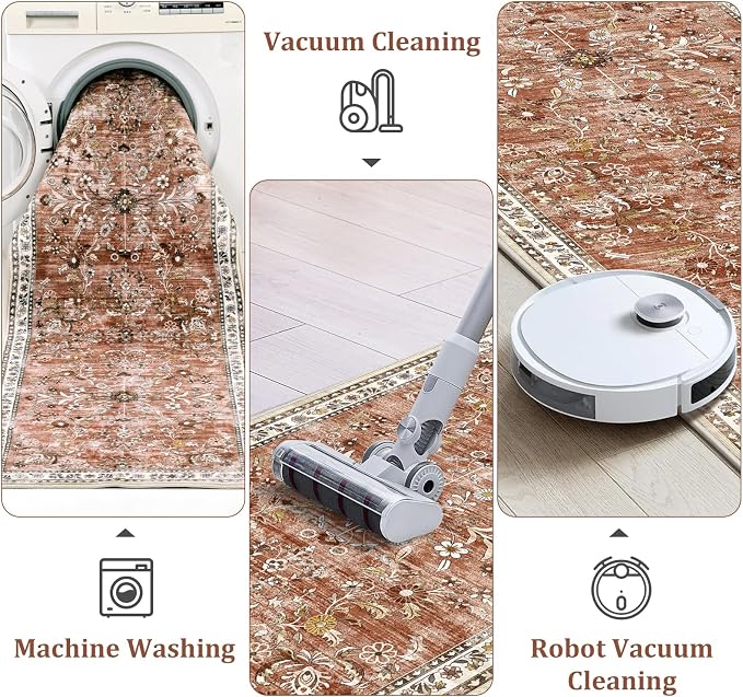 Yamaziot Washable Runner Rug 2x8 – Non Slip Boho Floral Hallway Runner Rug