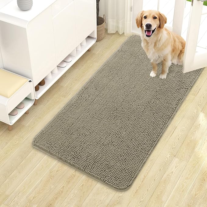 OLANLY Dog Door Mat for Muddy Paws 40x24, Absorbs Moisture and Dirt, Absorbent