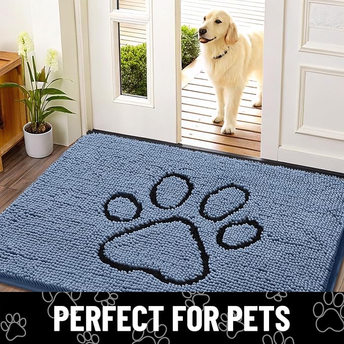Smiry Dog Door Mat for Muddy Paws, Absorbent Dirt Trapper Non Slip Quick Dry