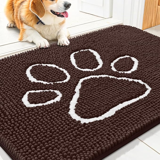 Smiry Dog Door Mat for Muddy Paws, Absorbent Dirt Trapper Non Slip Quick Dry