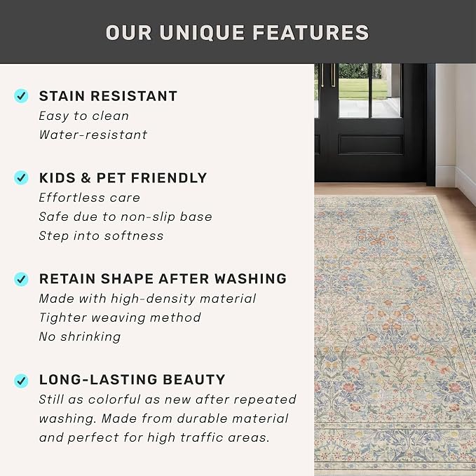 7x10 Washable Rug for Living Room