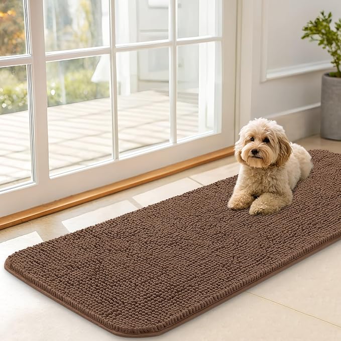 OLANLY Dog Door Mat for Muddy Paws 47x17, Absorbs Moisture and Dirt, Absorbent