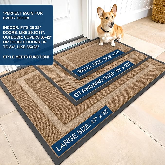 OLANLY Front Door Mat Indoor Outdoor Entrance, Waterproof All-Season,