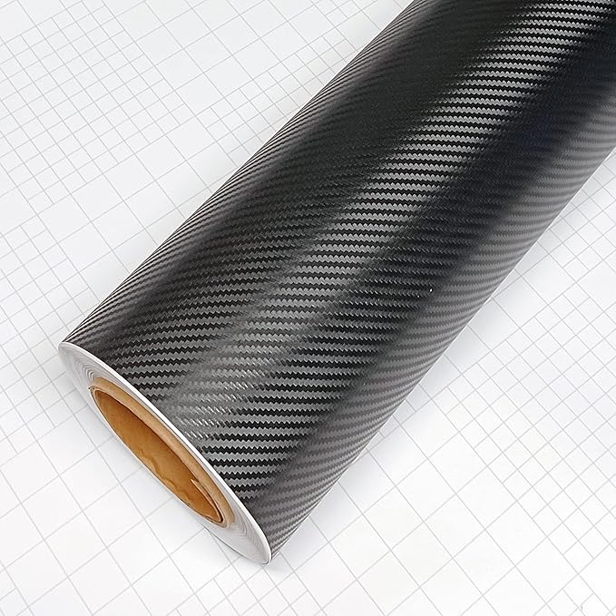 3D Carbon Fiber Film Twill Weave Vinyl Sheet Roll Wrap (120" X 60", Black)
