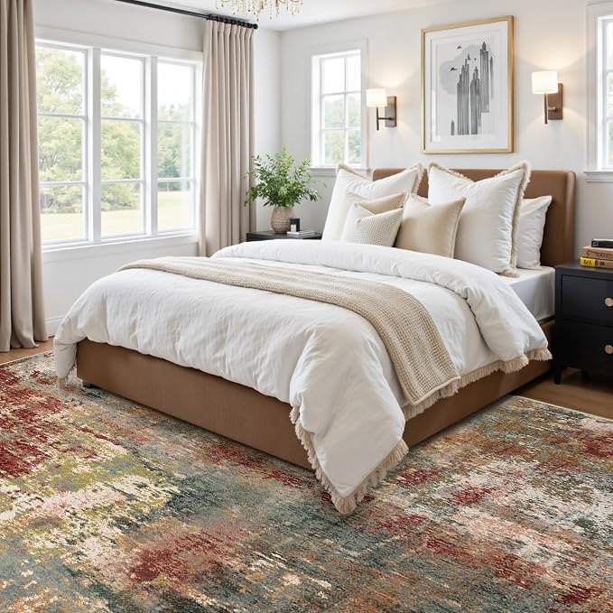 RELEANY Washable Area Rugs 7'x9' Non-Slip Modern Abstract Soft