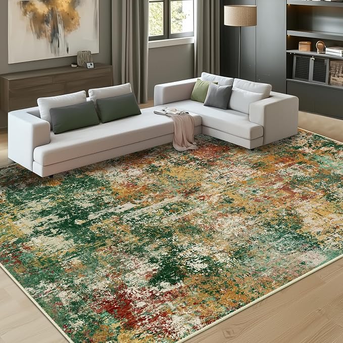 RELEANY Washable Area Rugs 9'x12' Non-Slip Modern Abstract Soft