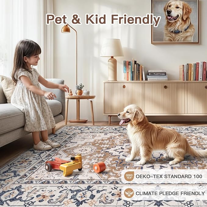 Lofus 9x12 Area Rugs for Living Room, Washable Area Rug, Rugs for Bedroom